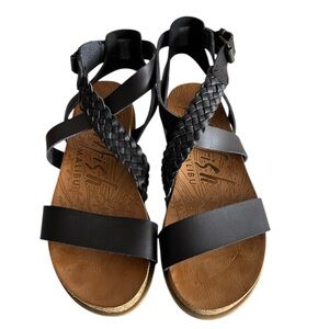 Blowfish Malibu Fern Braided Strap Sandals Black Women’s Size 6 EUC‎